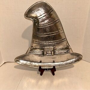 Witches Hat Silver Serving Tray Metal Home Goods Halloween